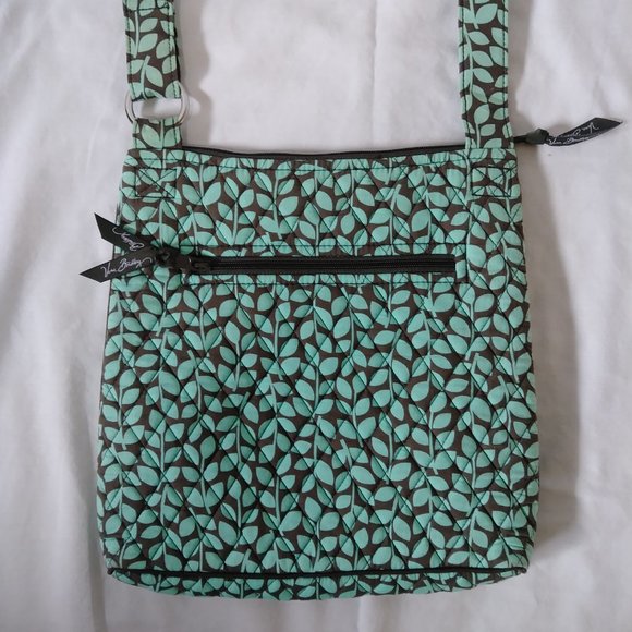 Vera Bradley Crossbody purse bag / Mint & Brown vine print - Picture 4 of 10